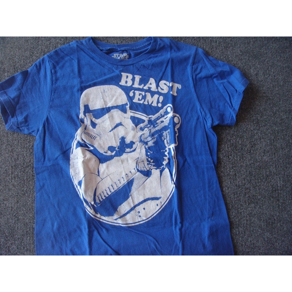 Star Wars adult S BLAST EM storm trooper blue t-shirt